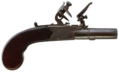 Lot 631 - A 140-BORE FLINTLOCK BOXLOCK POCKET OR MUFF PISTOL BY WILLIAM SMITH