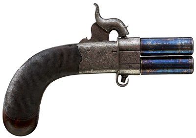 Lot 636 - A 56-BORE PERCUSSION TURNOVER POCKET PISTOL