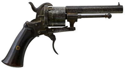 Lot 681 - A 7MM SIX-SHOT BELGIAN PINFIRE REVOLVER