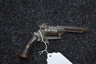 Lot 681 - A 7MM SIX-SHOT BELGIAN PINFIRE REVOLVER