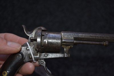 Lot 681 - A 7MM SIX-SHOT BELGIAN PINFIRE REVOLVER