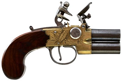 Lot 630 - AN 80-BORE FLINTLOCK BOXLOCK TAP-ACTION POCKET PISTOL