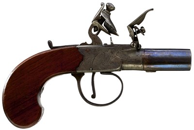 Lot 632 - A 54-BORE FLINTLOCK BOXLOCK POCKET PISTOL