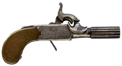 Lot 638 - A RARE FRENCH PERCUSSION MUFF PISTOL BY PEYRON