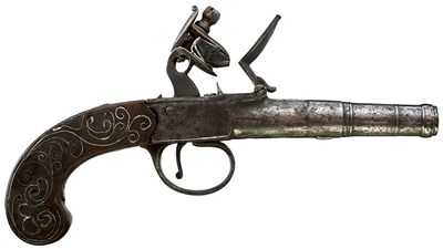 Lot 633 - A 54-BORE FLINTLOCK BOXLOCK POCKET PISTOL