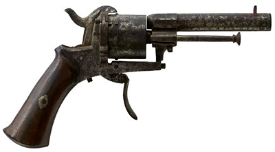 Lot 680 - A 7MM SIX-SHOT BELGIAN PINFIRE REVOLVER