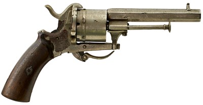 Lot 526 - A 7MM SIX-SHOT BELGIAN PINFIRE REVOLVER