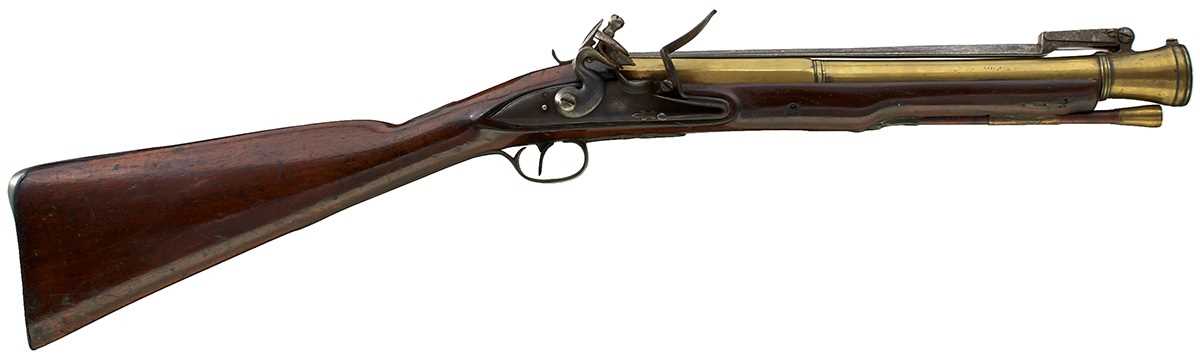 Lot 693 - A FLINTLOCK BAYONET BLUNDERBUSS BY EGG