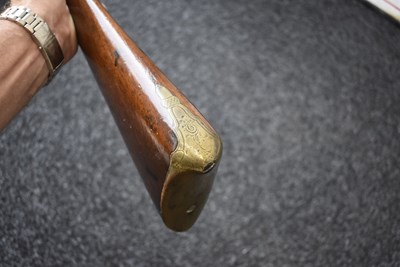 Lot 694 - A FLINTLOCK BRASS BARRELLED BLUNDERBUSS