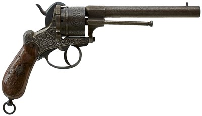 Lot 520 - A 12MM SIX SHOT PINFIRE REVOLVER