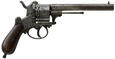 Lot 524 - A 12MM SIX-SHOT BELGIAN PINFIRE REVOLVER