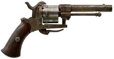 Lot 525 - A 7MM SIX-SHOT BELGIAN PINFIRE REVOLVER