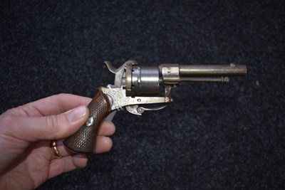 Lot 676 - A 7MM SIX-SHOT BELGIAN PINFIRE REVOLVER