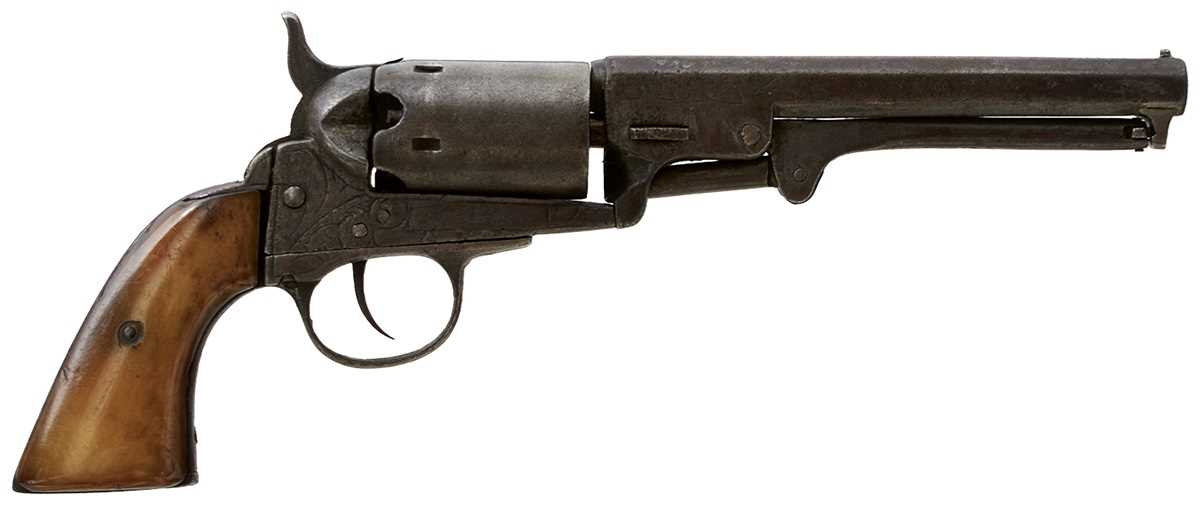 Lot 316 - A FIVE-SHOT PERCUSSION BELGIAN COPY OF A COLT POCKET REVOLVER