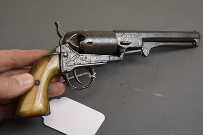 Lot 316 - A FIVE-SHOT PERCUSSION BELGIAN COPY OF A COLT POCKET REVOLVER