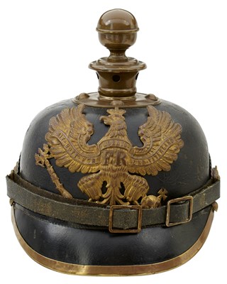 Lot 754 - A PRUSSIAN OTHER RANKS ARTILLERY PICKELHAUBE