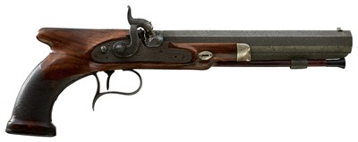 Lot 627 - AN IRISH 32-BORE PERCUSSION SAW-HANDLED DUELLING PISTOL BY RIGBY