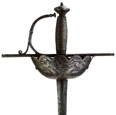 Lot A 17TH CENTURY SPANISH CUP HILT RAPIER