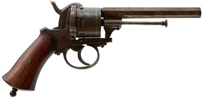 Lot 550 - A BELGIAN 9MM DOUBLE ACTION SIX-SHOT LOVINFOSSE-HARDY PINFIRE REVOLVER