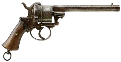 Lot 693 - A 9MM SIX-SHOT BELGIAN PINFIRE REVOLVER