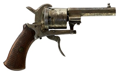 Lot 544 - A 7MM CALIBRE SIX-SHOT BELGIAN PINFIRE REVOLVER