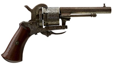 Lot 540 - A 7MM CALIBRE SIX-SHOT BELGIAN PINFIRE REVOLVER