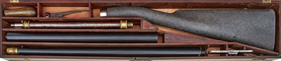 Lot A CASED 19TH CENTURY CASED COMBINATION WALKING STICK AND BUTT RESERVOIR AIR RIFLE