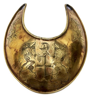 Lot A GEORGIAN EAST INDIA COMPANY OFFICER'S SILVER GILT GORGET