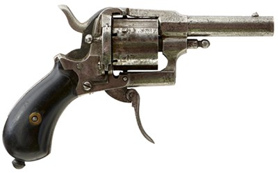 Lot 685 - A 7MM CALIBRE SIX-SHOT CLOSED FRAME BELGIAN PINFIRE REVOLVER