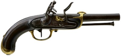 Lot 641 - A SCARCE .700 CALIBRE FRENCH FLINTLOCK MODEL 1779 1ST TYPE NAVAL BOARDING PISTOL