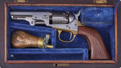 Lot 656 - A CASED .31 CALIBRE FIVE-SHOT PERCUSSION 4 INCH COLT POCKET REVOLVER