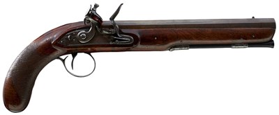 Lot 614 - A 22-BORE FLINTLOCK OFFICER'S PISTOL