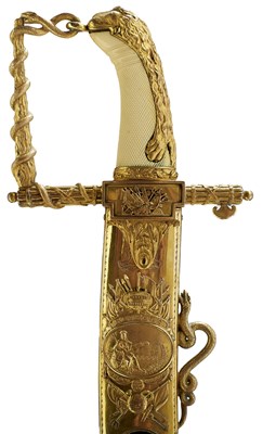 Lot 165 - THE CASED £100 LLOYDS PATRIOTIC FUND SWORD AWARDED TO CAPTAIN ROBERT MOORSOM FOR HIS ACTION AT TRAFALGAR