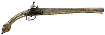 Lot 107 - A 19-BORE MIQUELET LOCK TURKISH OR OTTOMAN HOLSTER PISTOL