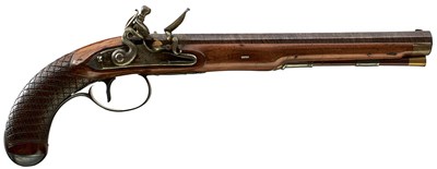 Lot 581 - A 42-BORE FLINTLOCK DUELLING PISTOL BY DURS EGG