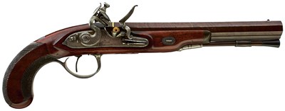 Lot 583 - A 20-BORE FLINTLOCK DUELLING PISTOL BY WALLIS