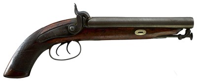 Lot 624 - A .650 CALIBRE PERCUSSION DOUBLE BARRELLED HOWDAH OR OFFICER'S PISTOL