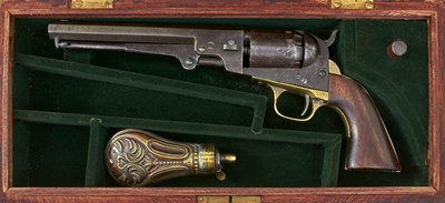 Lot 679 - A .36 CALIBRE FIVE-SHOT PERCUSSION LONDON PROOFED MANHATTAN NAVY