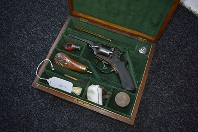 Lot 607 - A CASED 80-BORE PERCUSSION FIVE-SHOT FOURTH MODEL TRANTER REVOLVER