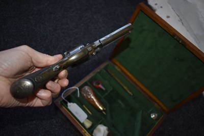 Lot 607 - A CASED 80-BORE PERCUSSION FIVE-SHOT FOURTH MODEL TRANTER REVOLVER