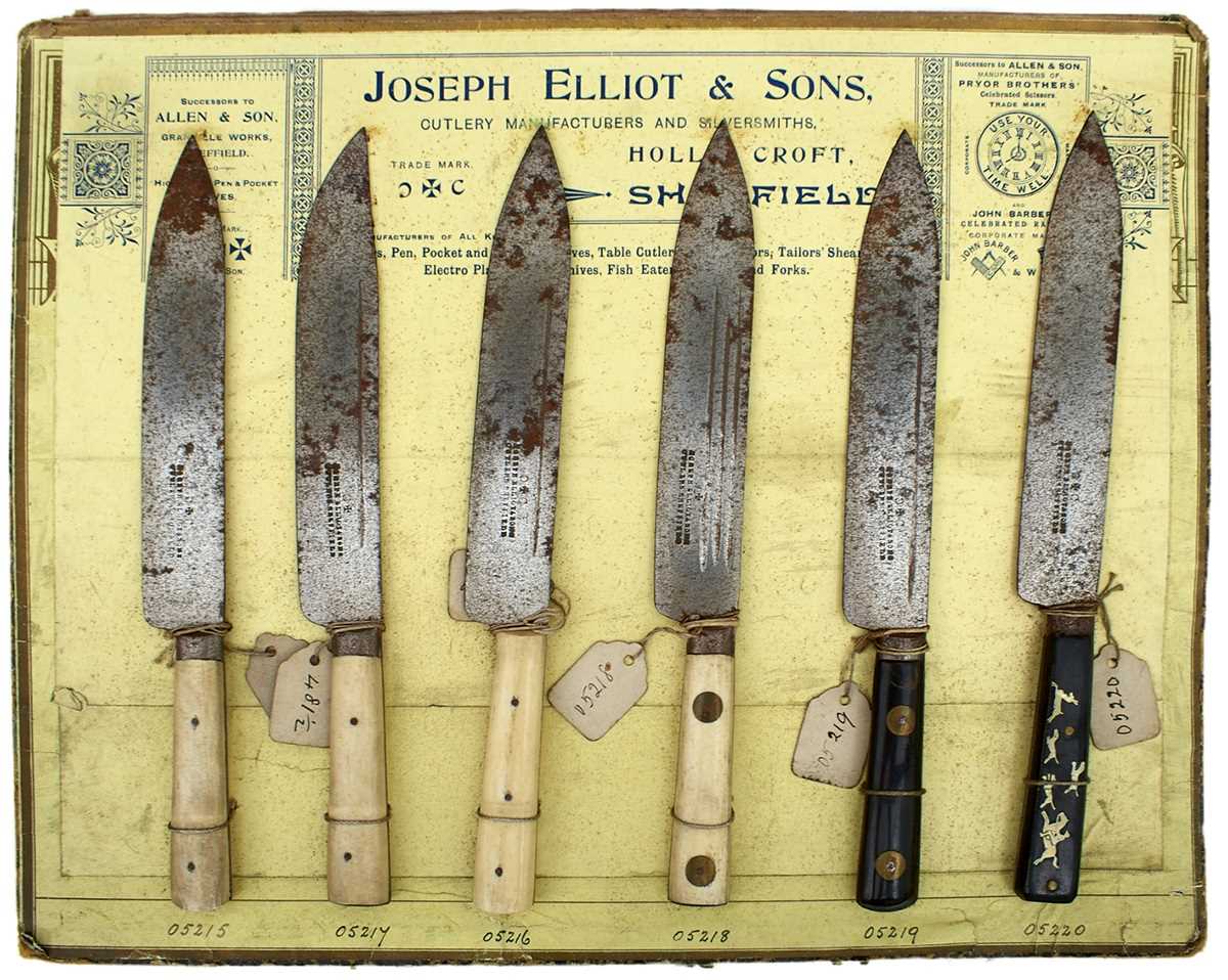Lot 535 - A JOSEPH ELLIOT & SONS HUNTING KNIFE ADVERTISING DISPLAY BOARD