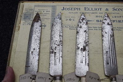 Lot 535 - A JOSEPH ELLIOT & SONS HUNTING KNIFE ADVERTISING DISPLAY BOARD