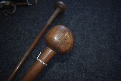 Lot 122 - TWO 19TH CENTURY ZULU KNOBKERRIE OR TRIBAL CLUB