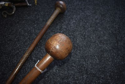 Lot 122 - TWO 19TH CENTURY ZULU KNOBKERRIE OR TRIBAL CLUB