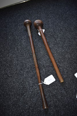 Lot 122 - TWO 19TH CENTURY ZULU KNOBKERRIE OR TRIBAL CLUB