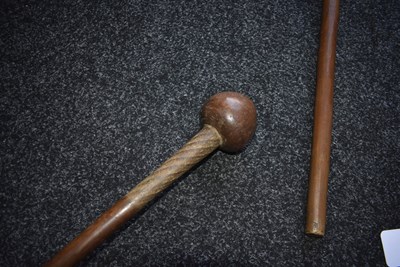 Lot 122 - TWO 19TH CENTURY ZULU KNOBKERRIE OR TRIBAL CLUB