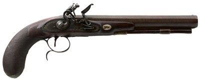 Lot 233 - A 16-BORE FLINTLOCK DUELLING PISTOL BY PATTISON OF DUBLIN