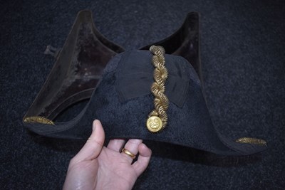Lot 234 - A VICTORIAN NAVAL OFFICER'S BI-CORN HAT