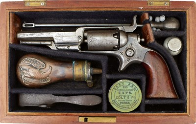 Lot 294 - A LATER CASED FIVE SHOT PERCUSSION COLT ROOT POCKET REVOLVER