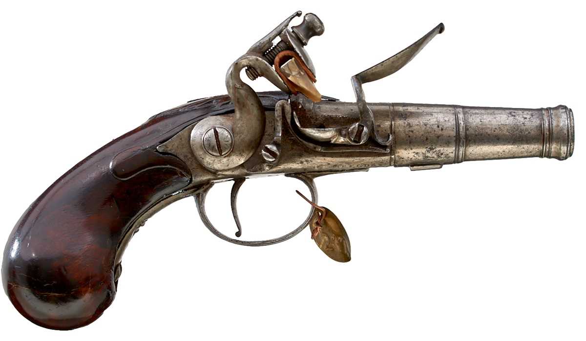 Lot 381 - A 42-BORE FLINTLOCK QUEEN SANNE POCKET PISTOL BY THOMAS GREGORY